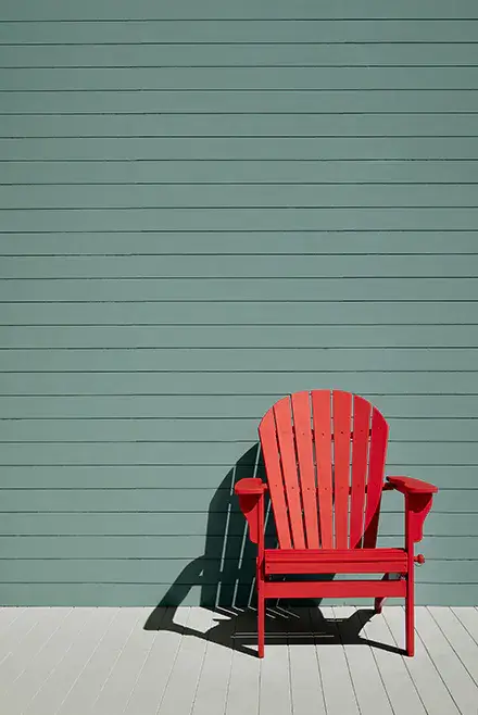 mur ext bois fauteuil adirondack rouge